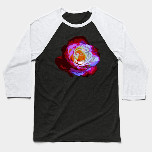Rose with Raindrops Digital Version Baseball T-Shirt by Heatherian